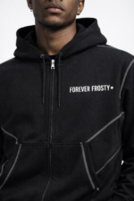 Contrast-Stitched Boxy Fleece Zip Hoodie - Image 4