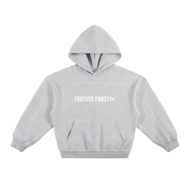Contrast-Stitched Boxy Fleece Hoodie