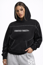 Contrast-Stitched Boxy Fleece Hoodie - Image 2