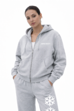Contrast-Stitched Boxy Fleece Zip Hoodie - Image 2